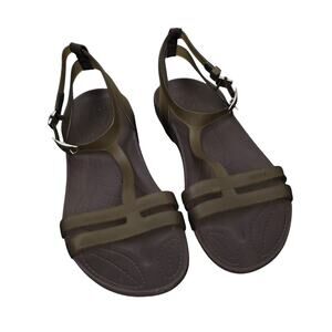 Crocs Women's Isabella Gladiator Jelly Sandals Sz 8 Green & Black | Strappy
